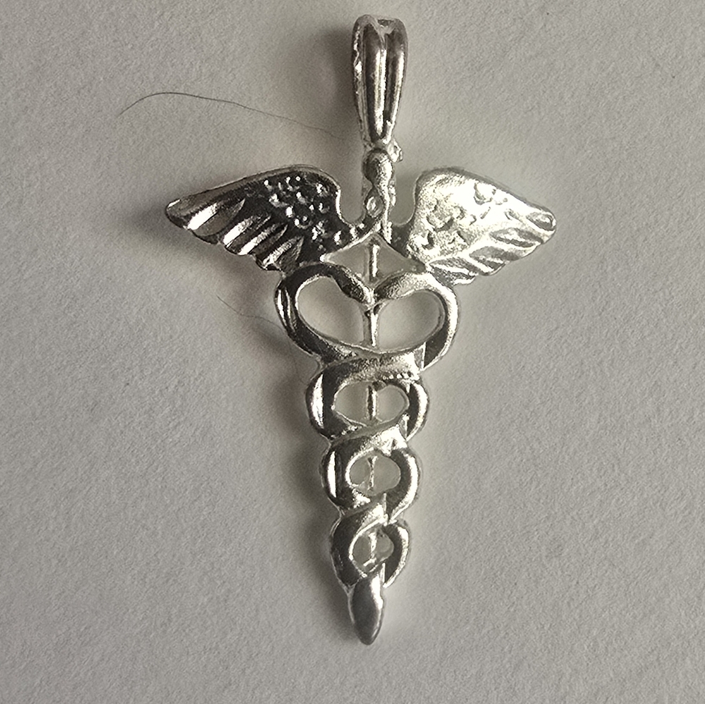 Caduceus Lapel Pendant Charm 925 Sterling Silver